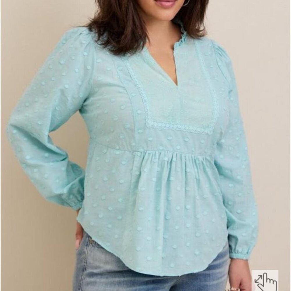 Torrid Clip Dot Mixed Eyelet Yoke Detail Top